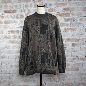 Vintage Mock Neck Button Shoulder Long Sleeve Pullover Eclectic Grandpa Sweater